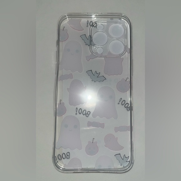 iPhone 15 ProMax Clear Transparent Halloween Ghost Print Flexible Phone Case NWT - Picture 4 of 11